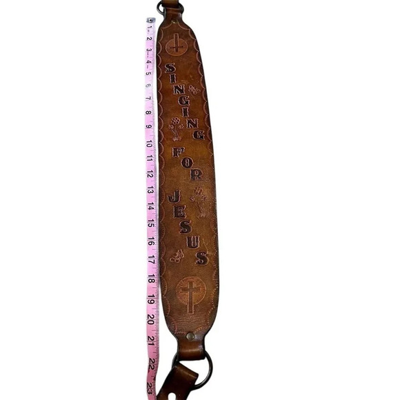 Singing for Jesus Leather Guitar Strap Adjustable Music Accessory - Picture 7 of 9